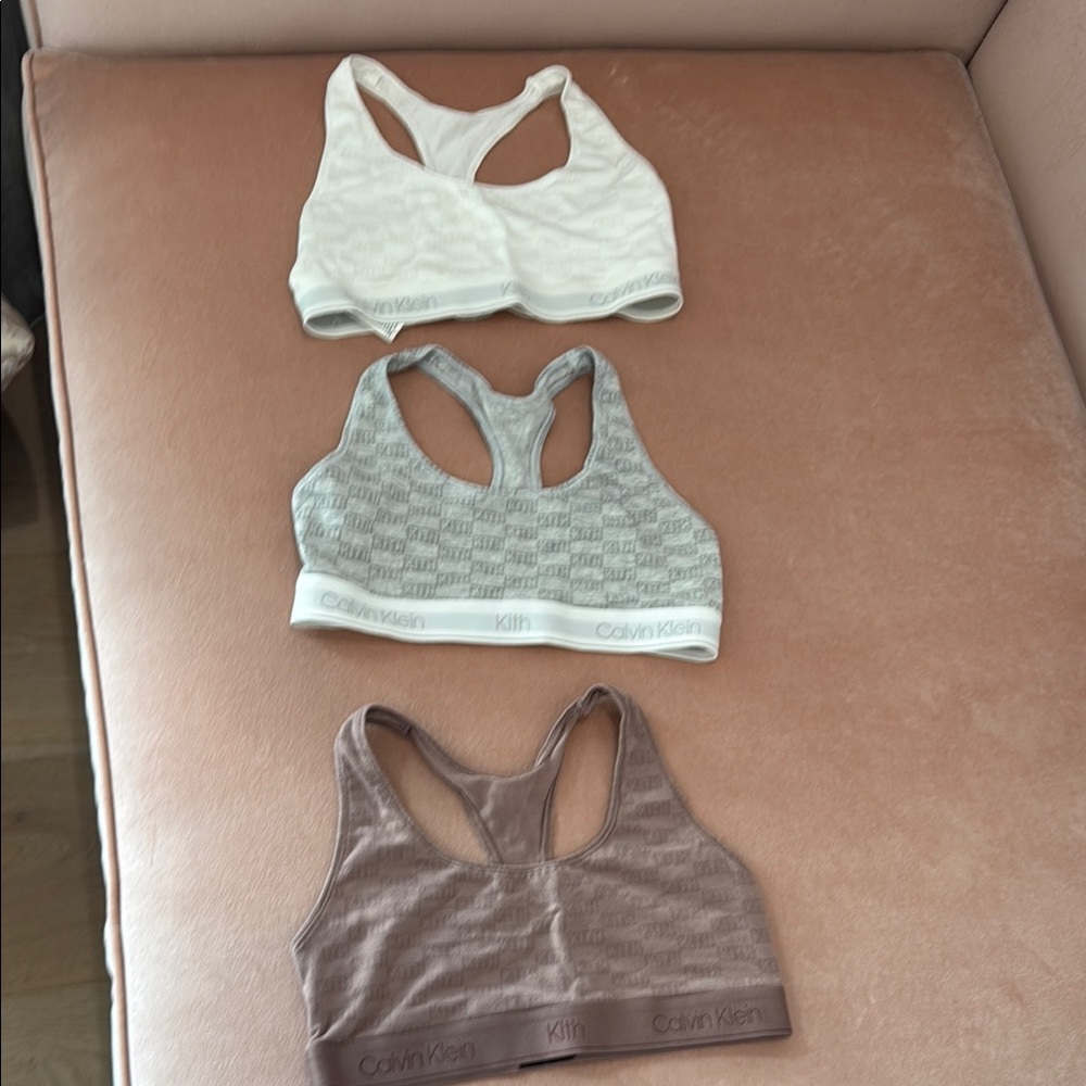 Kith x Calvin Klein Women's Racerback Bralette Set - White, Gray, and Mauve sz S